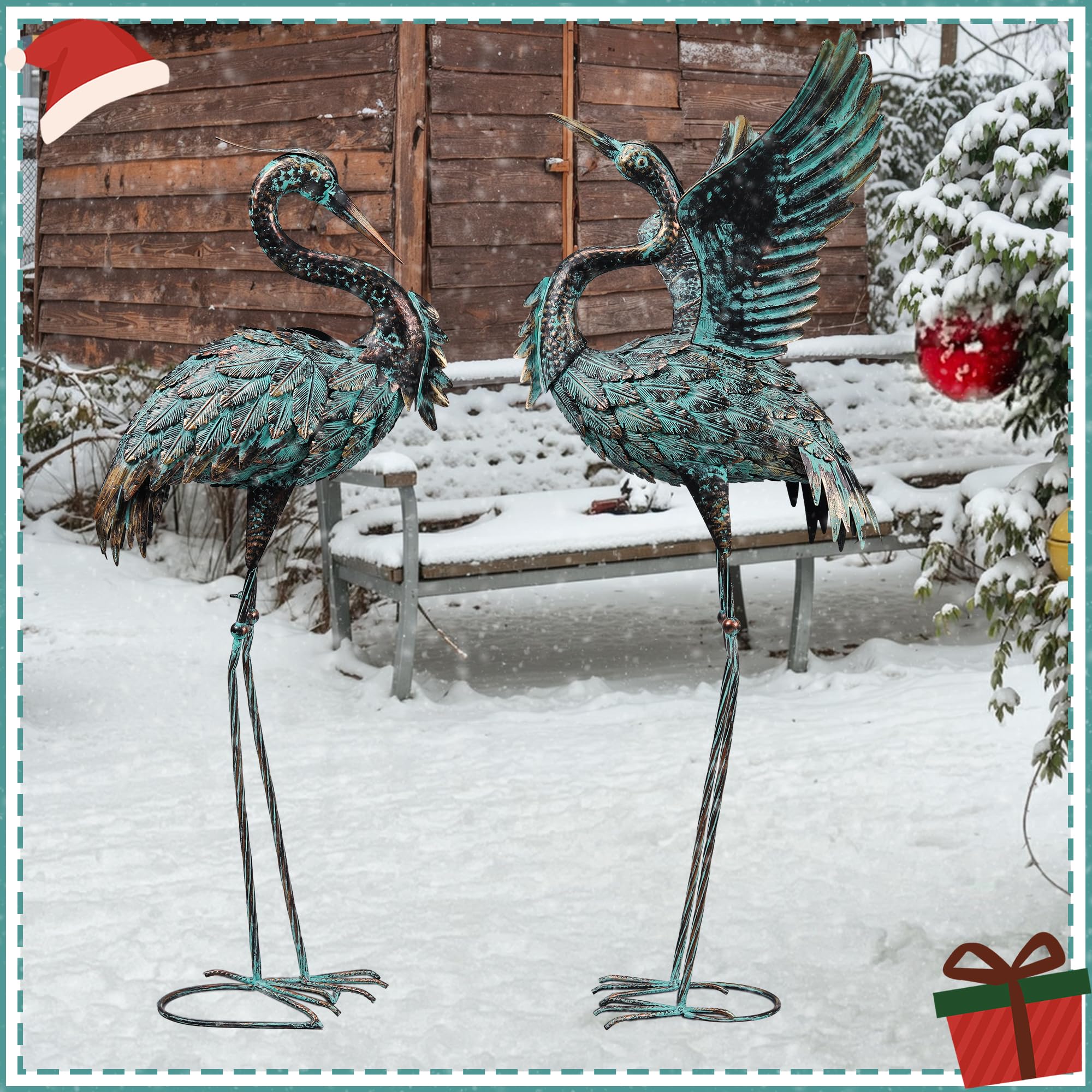 Ruifabo crane statue garden edge creates a welcoming focal point