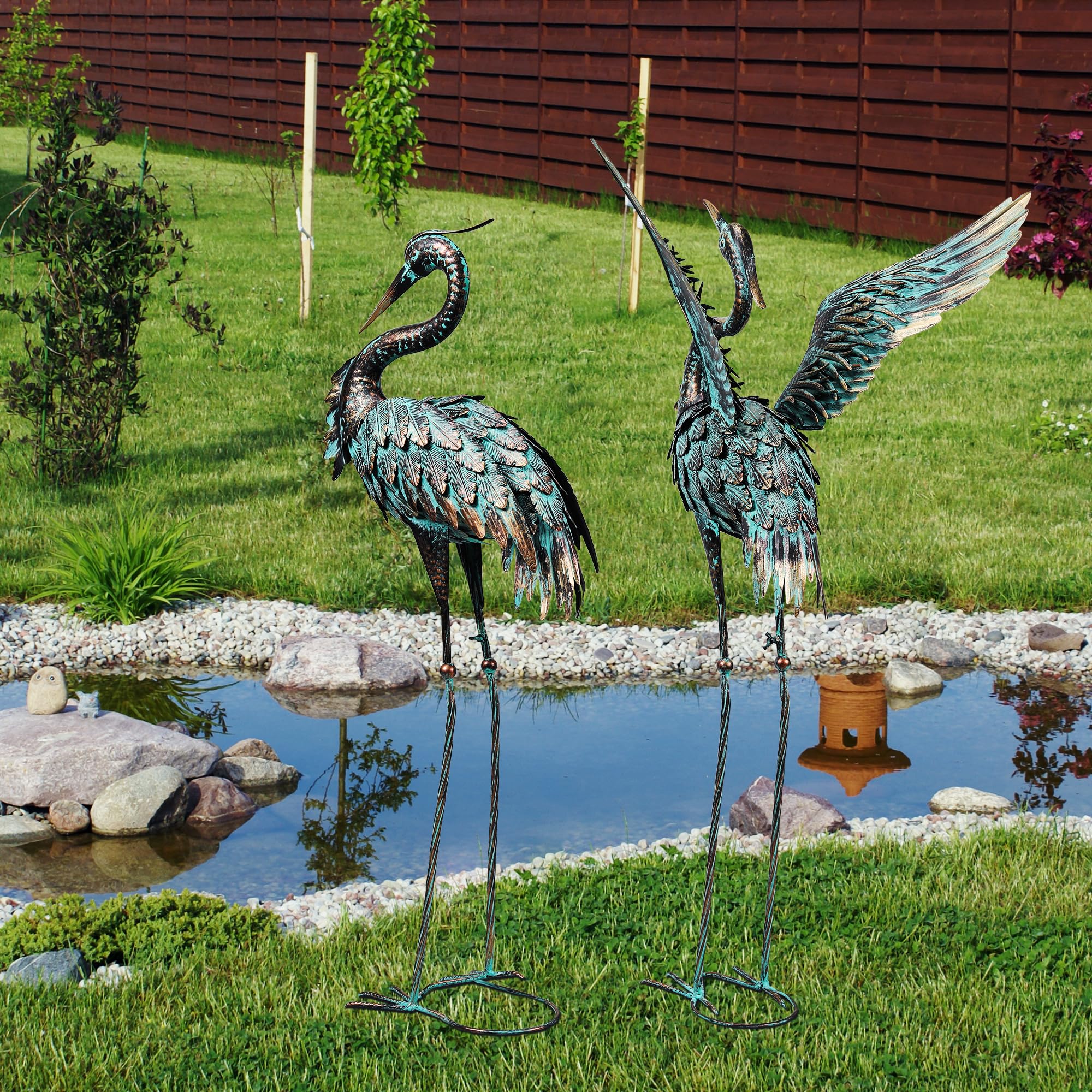 Ruifabo crane statue pond decor near water adds elegance