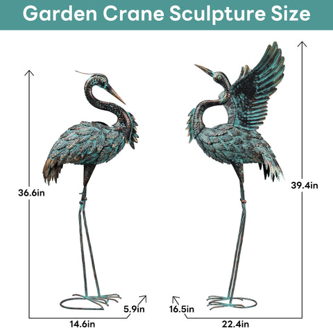 Ruifabo crane statue side view showing lifelike proportions for yard decor