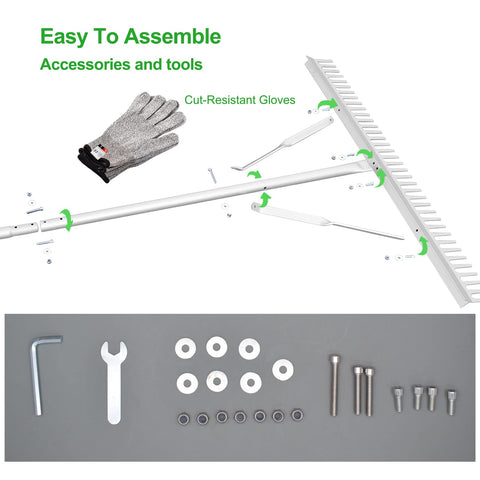 RUIJIU Landscape Rake includes cut-resistant gloves for hand protection.