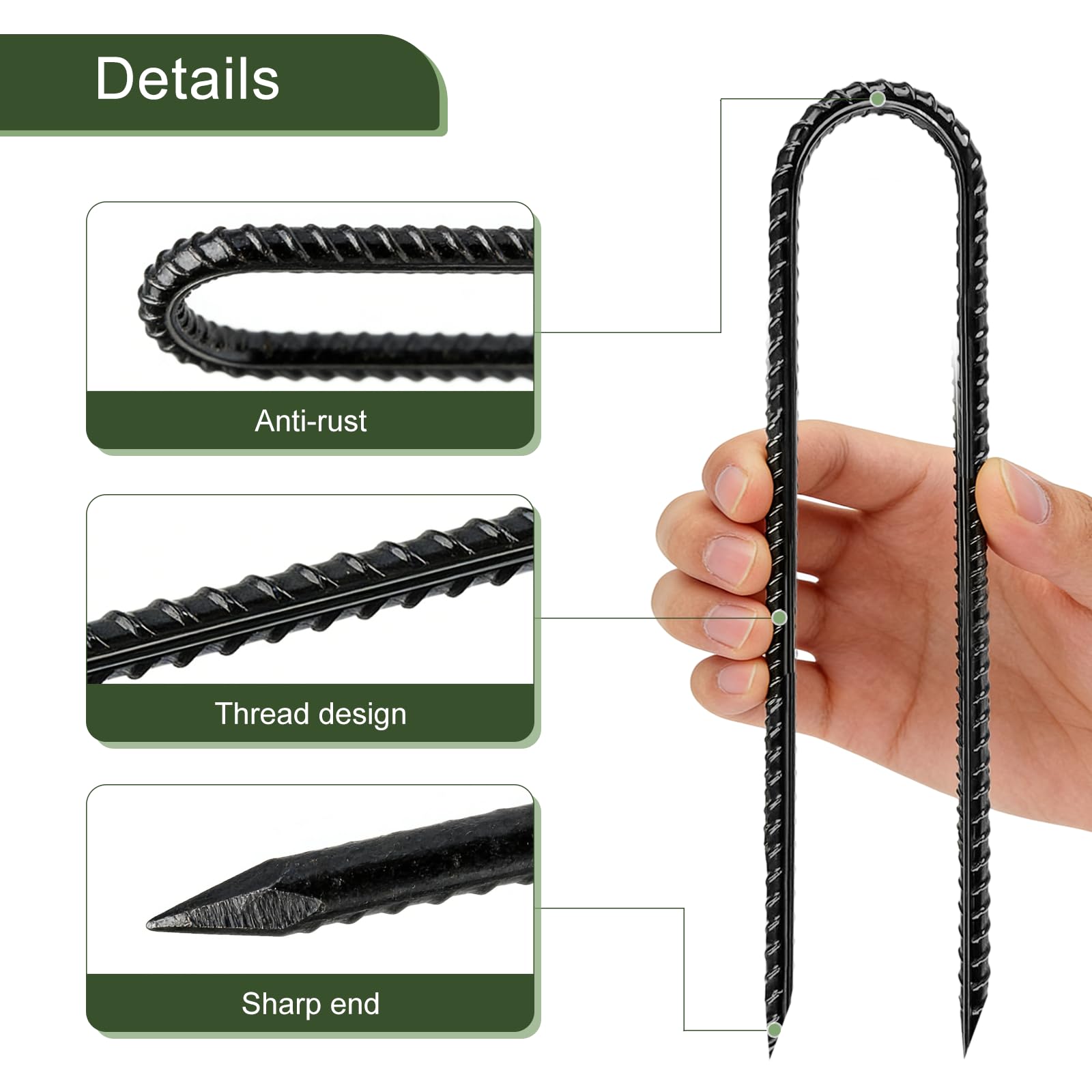 RUIJOROO heavy-duty steel stake withstands wind and soil stress