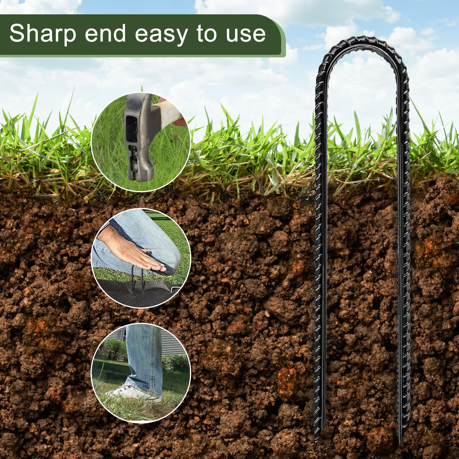 RUIJOROO trampoline and yard stake helps keep play areas secure