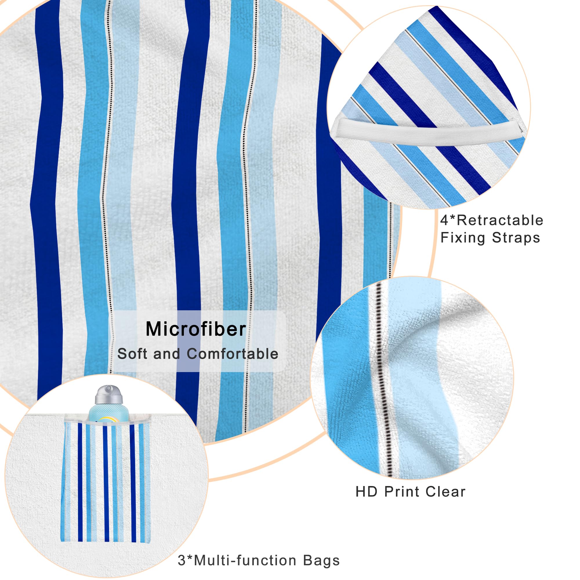 Ruikyhom 3-pocket storage on lounge chair towel for essentials.