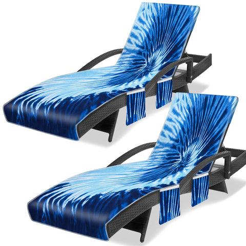 Ruikyhom tie-dye lounge chair towel cover in blue-grey fits most loungers.
