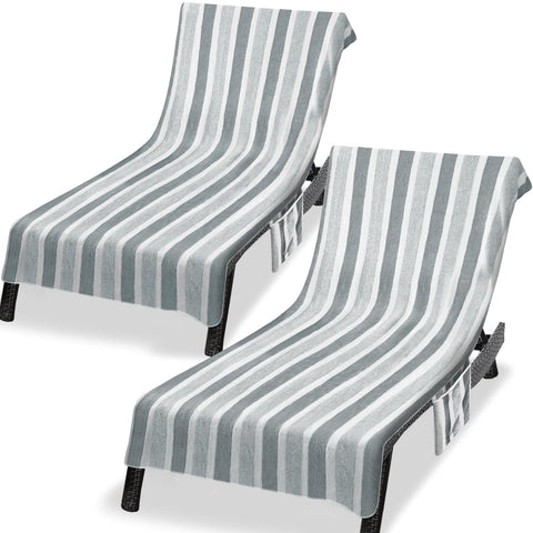 Ruikyhom lounge chaise cover gray 2-pack shows plush, cozy fabric for outdoor seating.