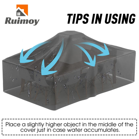 Ruimoy dining set cover with easy install straps simplifies setup.