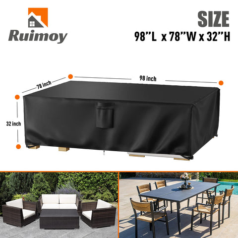 Ruimoy outdoor cover waterproof 600D shields table and chairs from weather damage.
