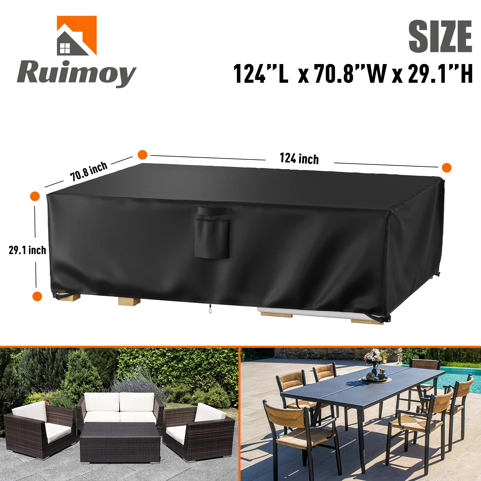 Ruimoy outdoor furniture cover waterproof 600D keeps furniture dry