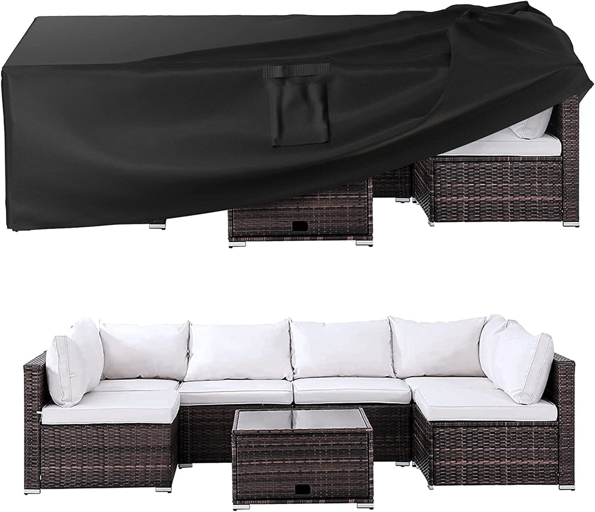 Ruimoy patio cover over a dining set showing all-weather protection