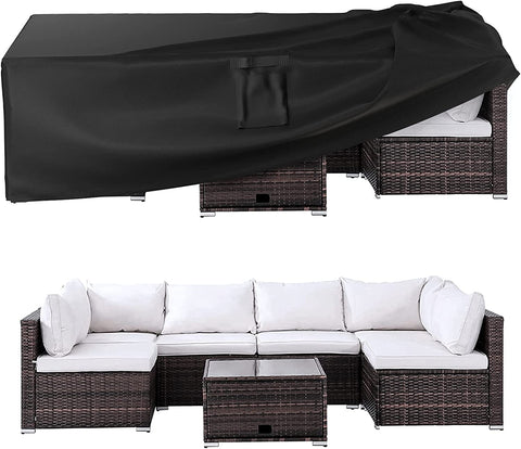 Ruimoy patio cover over a dining set showing all-weather protection