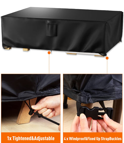 Ruimoy windproof legs with buckles stabilize the cover on windy days.