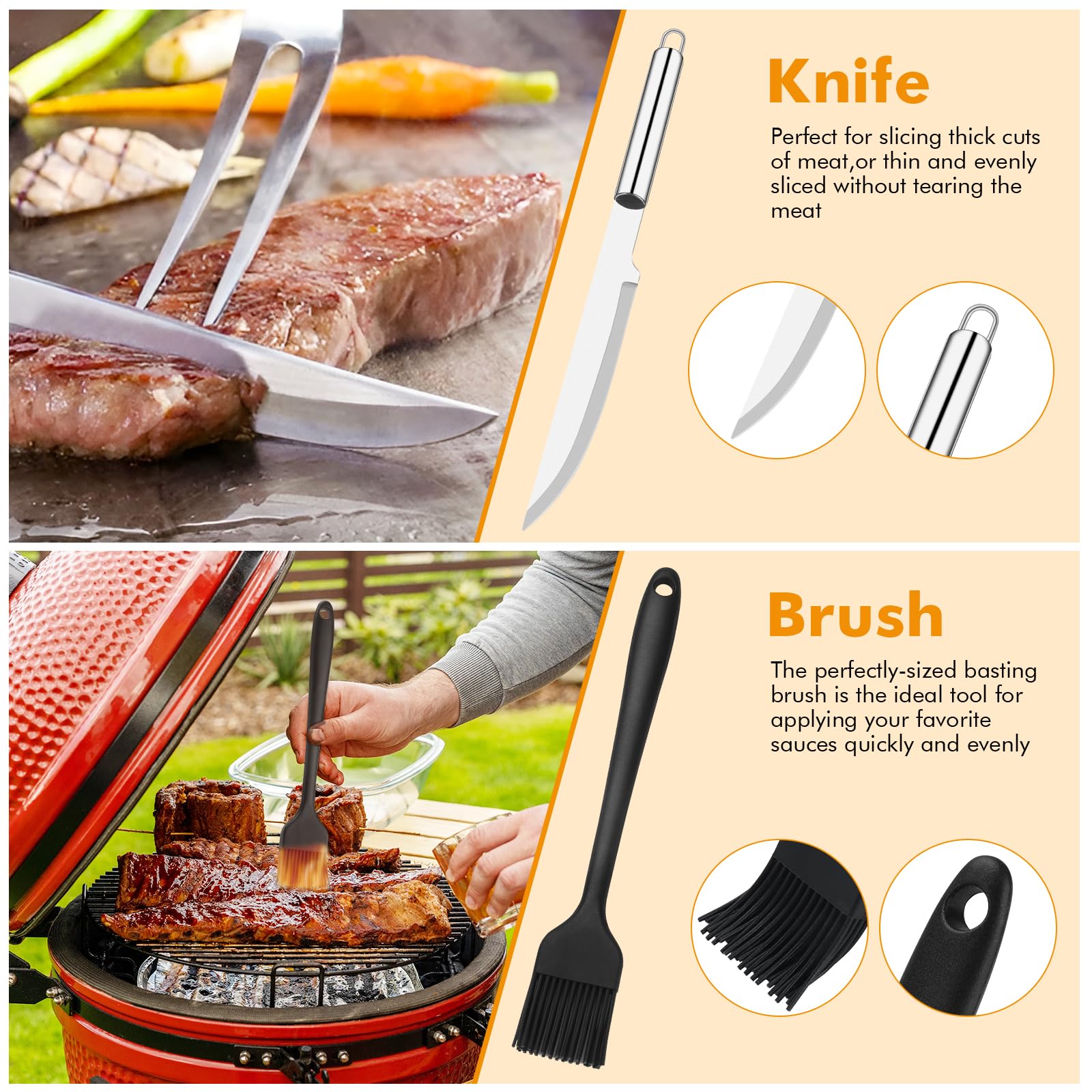 Ruinengda stainless barbecue fork for firm meat handling.