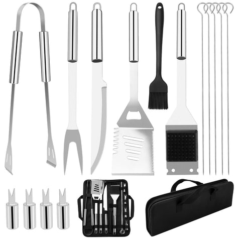Ruinengda grill utensils set with 15 pieces and carrying case for easy transport.