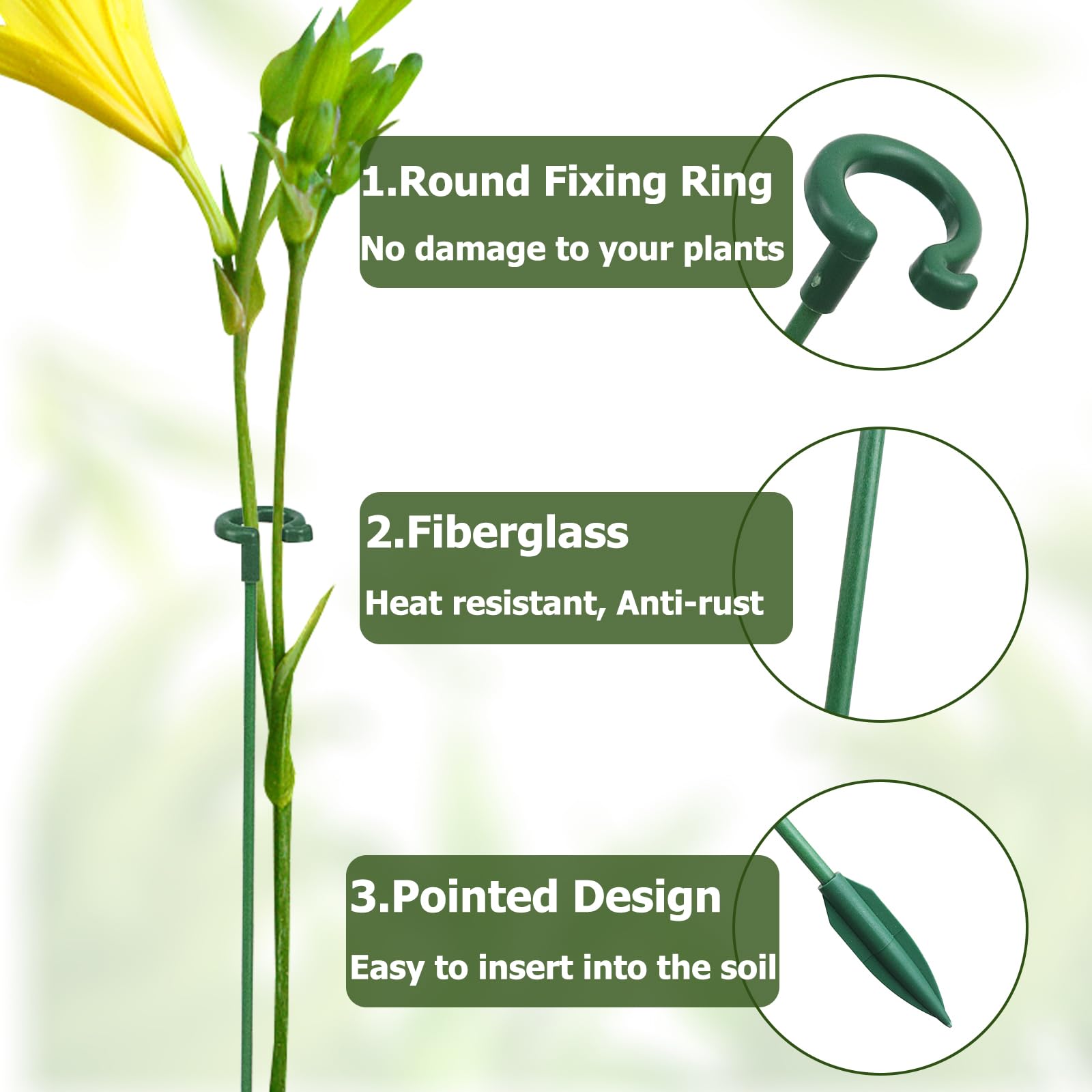 Ruksifg green stake blends with plants