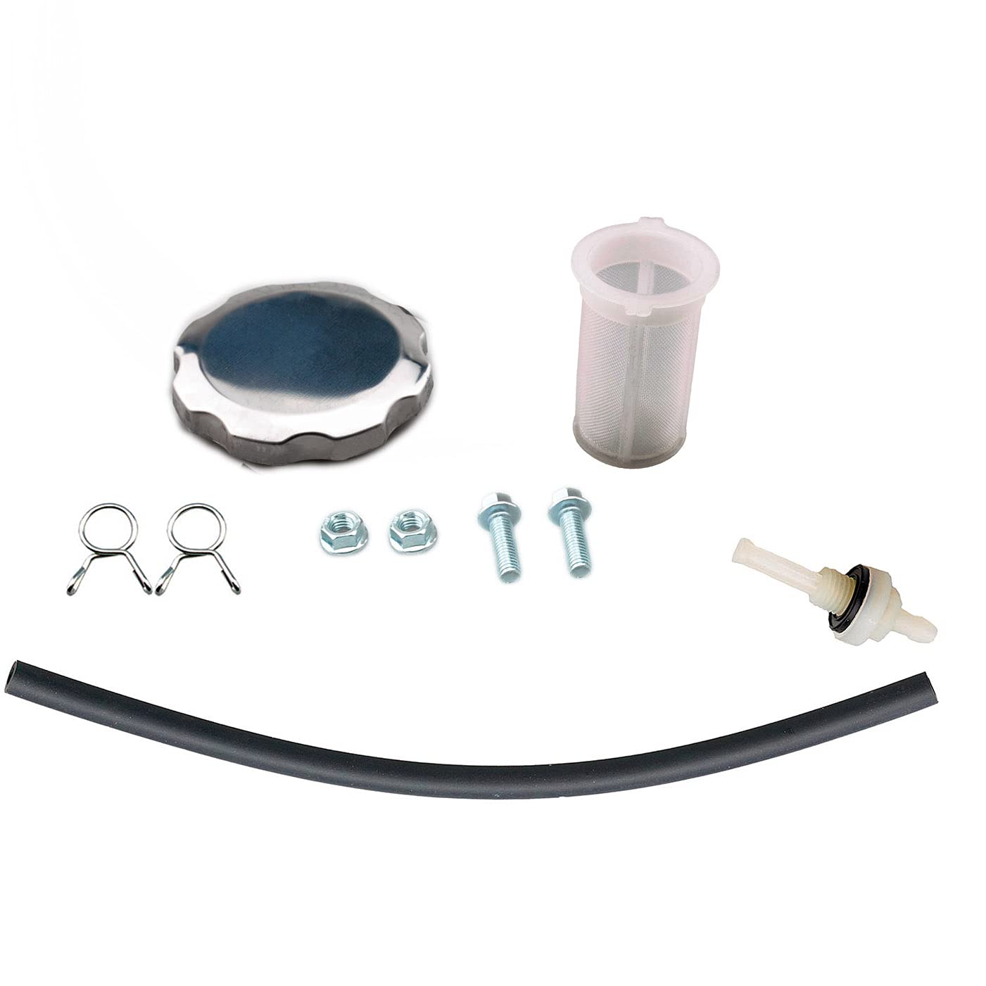 Ruma fuel tank kit includes mounting hardware and tubes for quick integration.