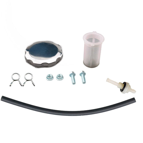 Ruma fuel tank kit includes mounting hardware and tubes for quick integration.