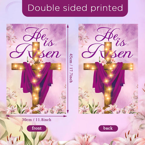 RUMIA decorative Easter flag features purple tones