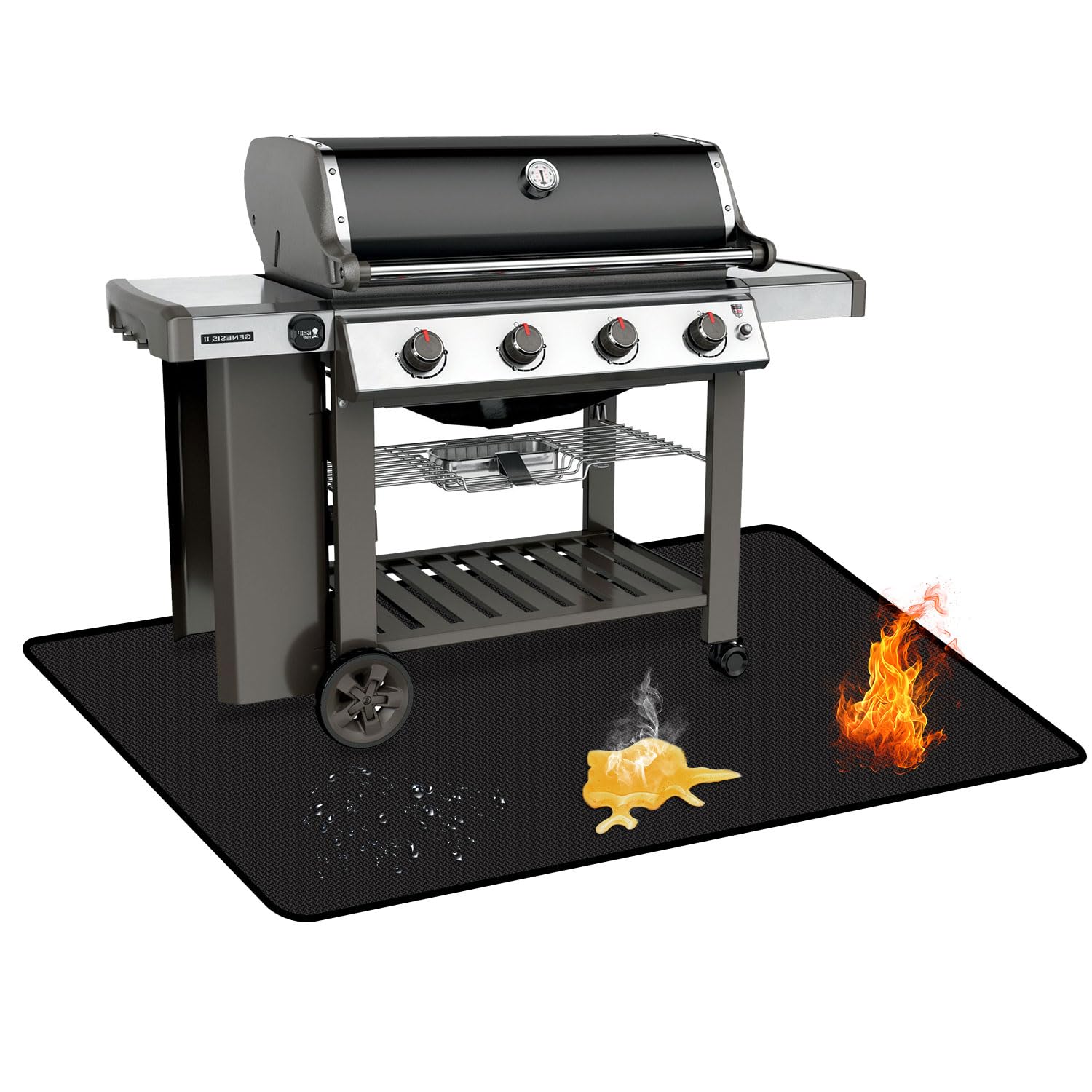 Rumlick 60x40 under grill mat front view protecting deck from heat and spills