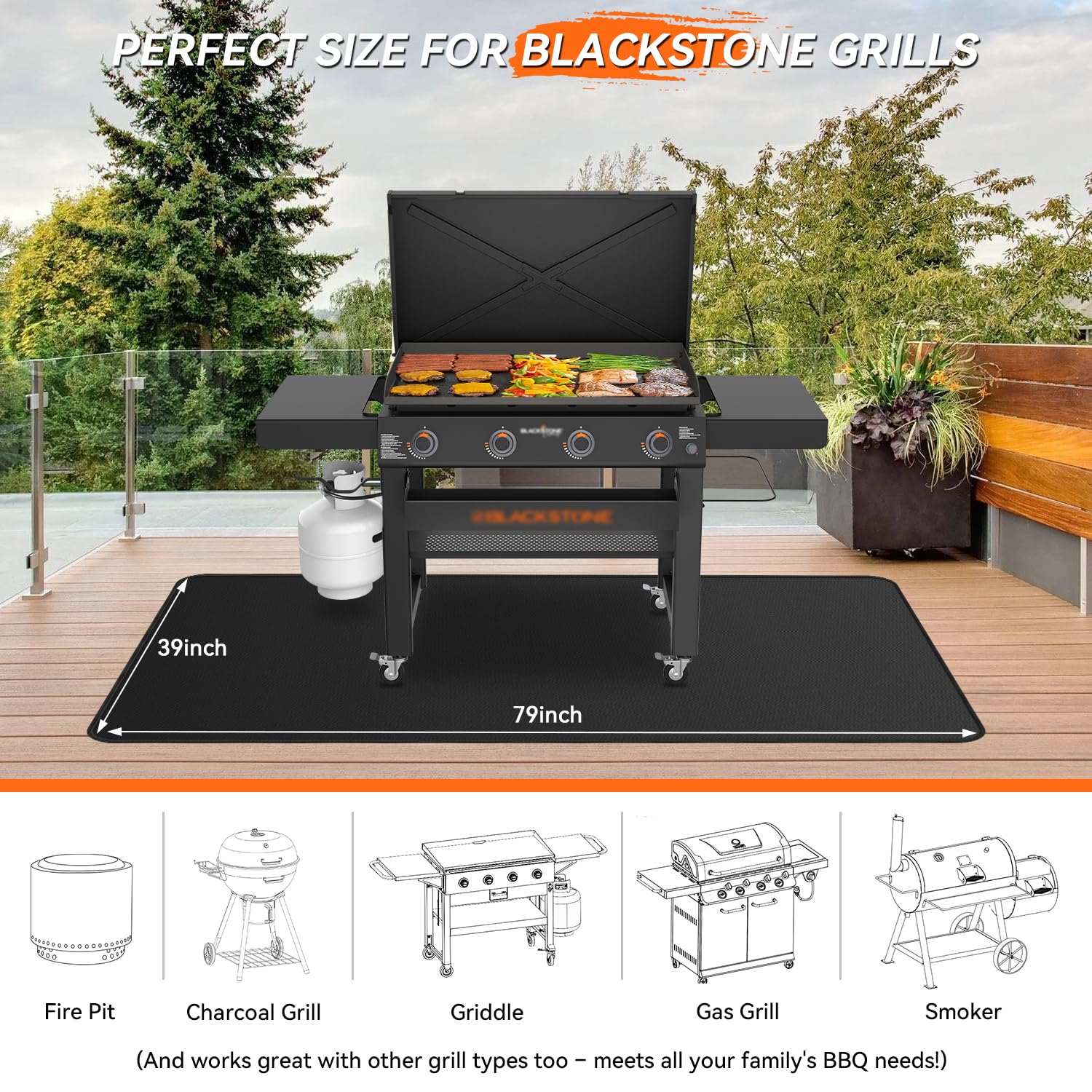 Rumlick fiberglass heat-resistant grill mat guards surfaces from embers