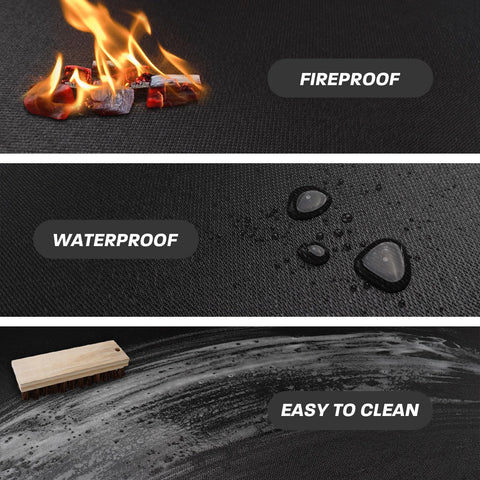 Rumlick fire pit mat is oil- and water-resistant for quick, easy cleanup.