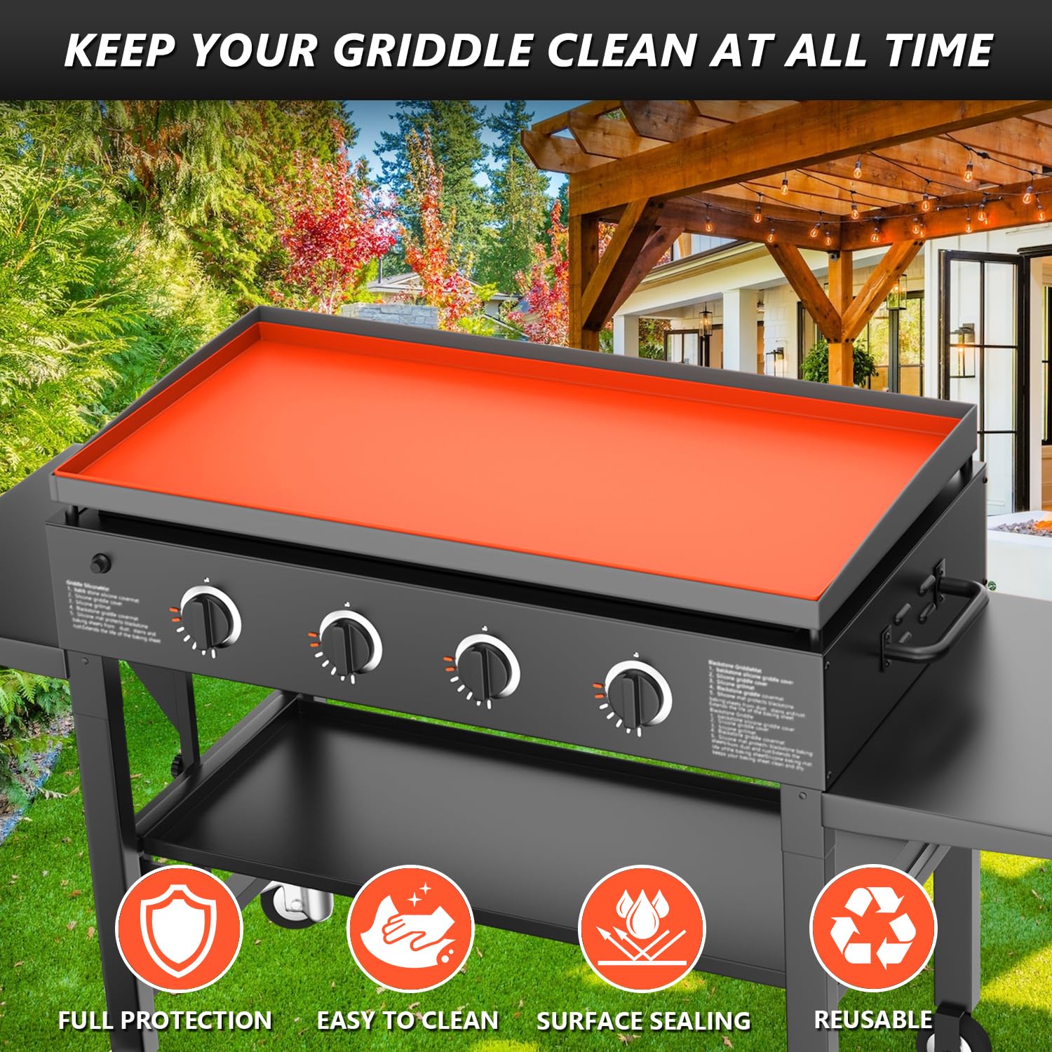 Rumlick heavy-duty cover fits snugly on the griddle top to prevent slips.