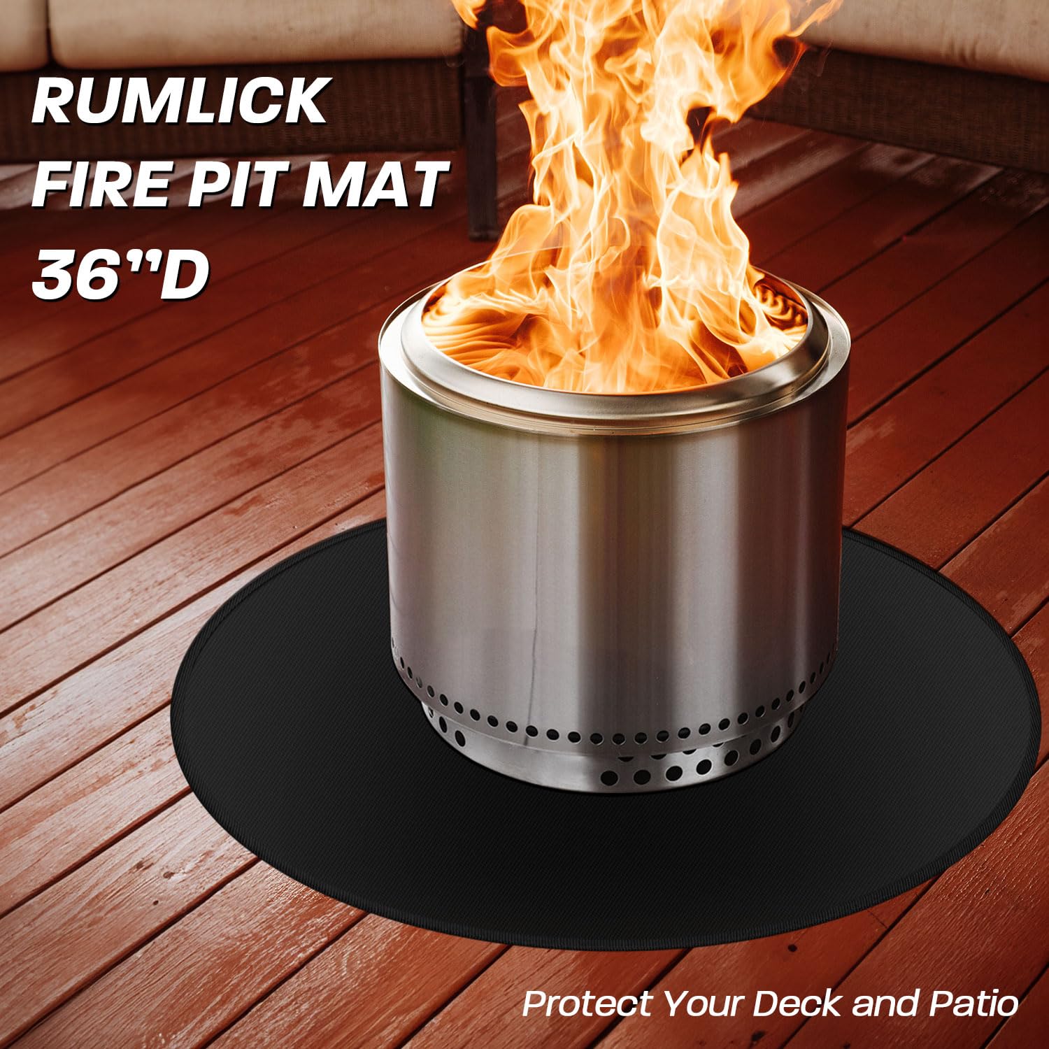 Rumlick Solo Stove bonfire compatibility mat fits Bonfire and Ranger 2.0 for cleaner patios.