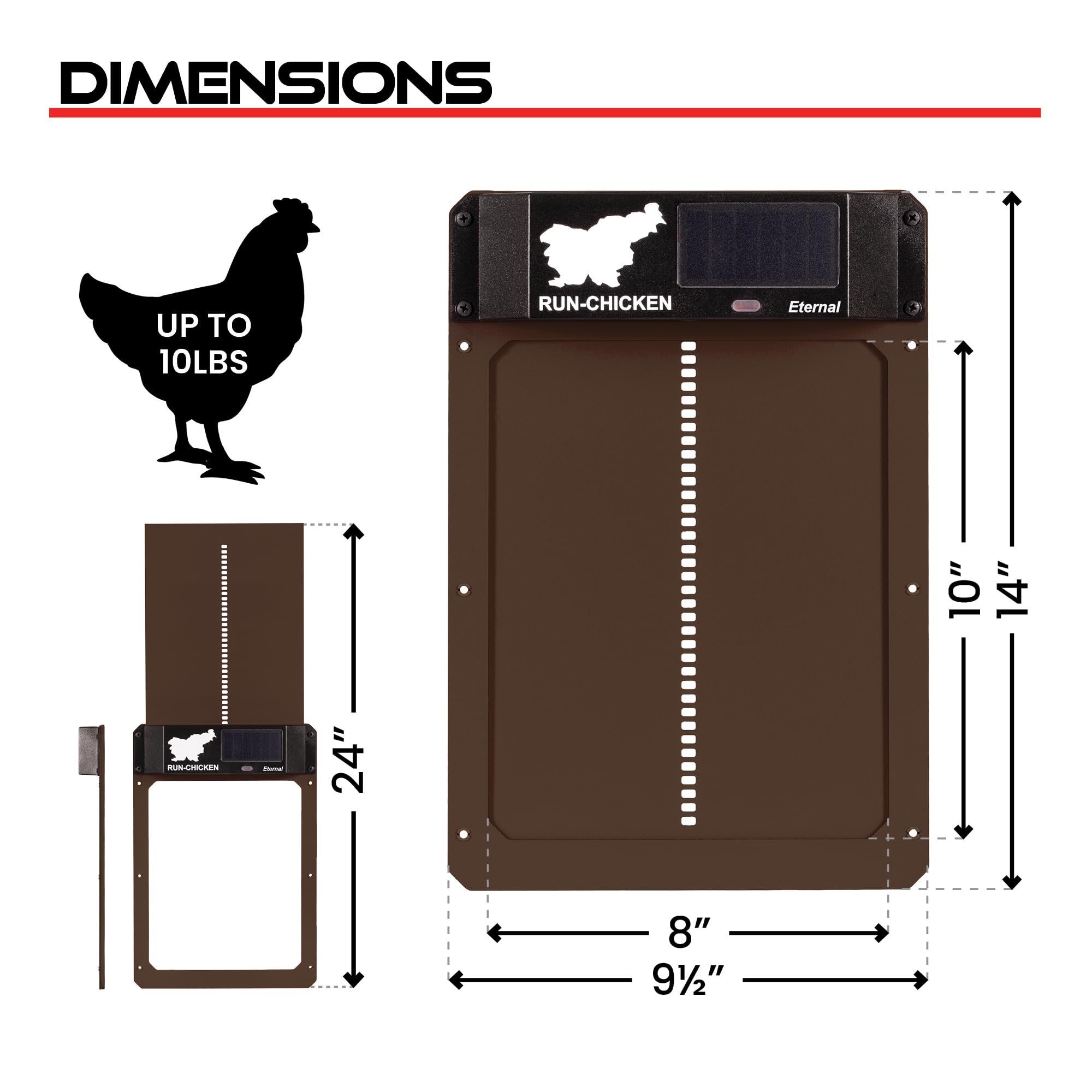 RUN-CHICKEN Door Eternal easy installation with six screws for quick setup.