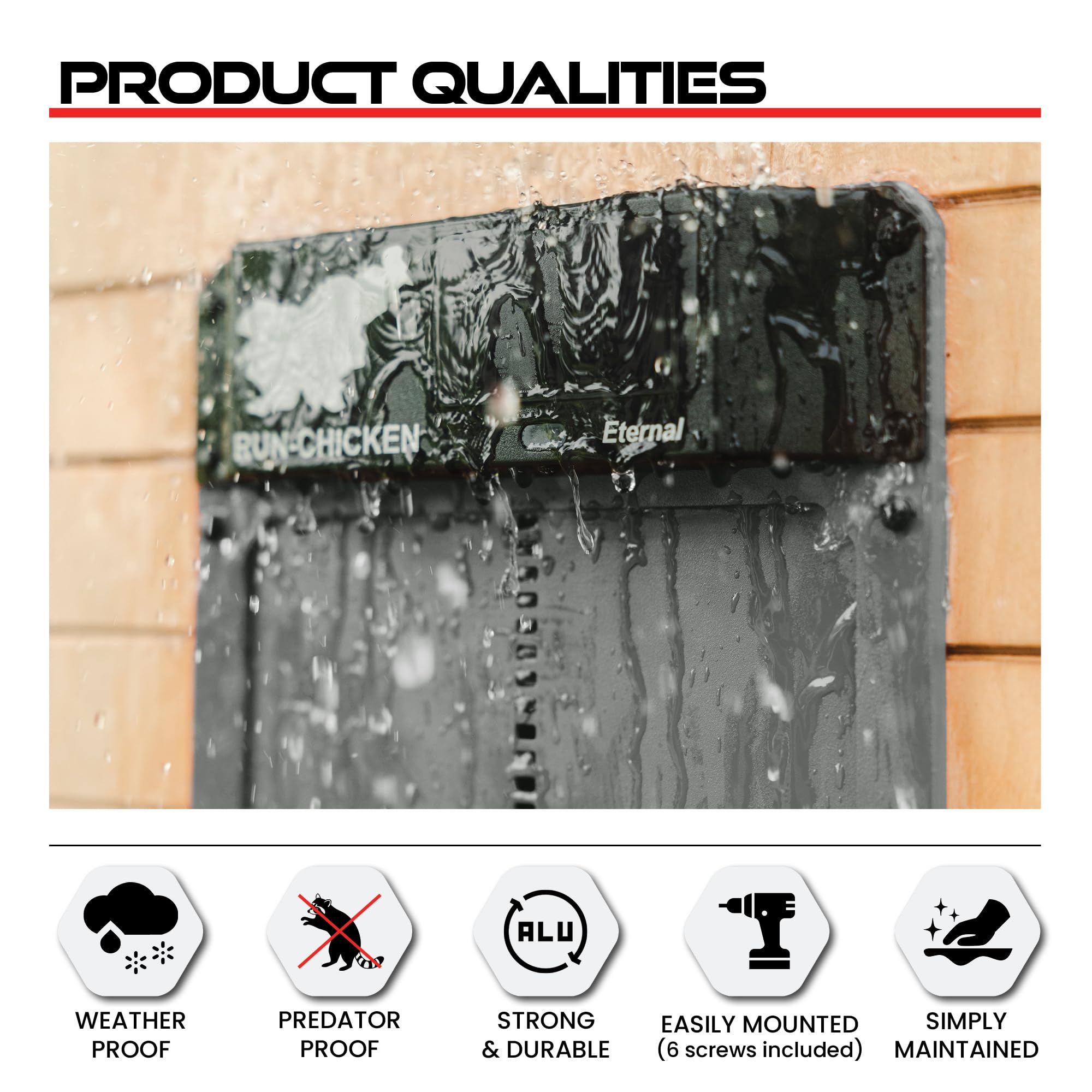 RUN-CHICKEN Door Eternal installed on a coop for effortless automation.