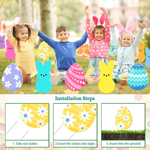 Runleo large yard stake set enhances porch decor and Easter celebrations