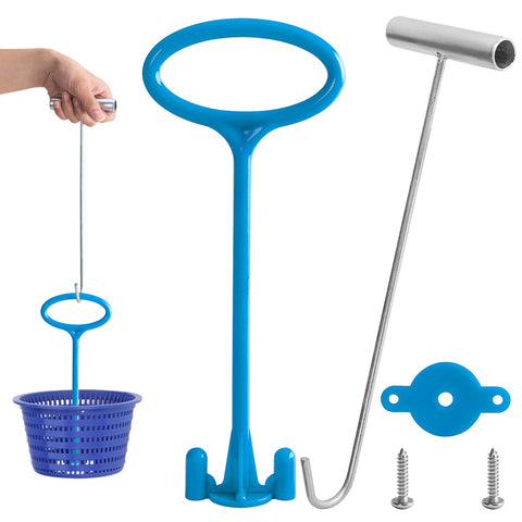 RunNico skimmer basket handle blue enhances reach while keeping hands clean during debris removal.