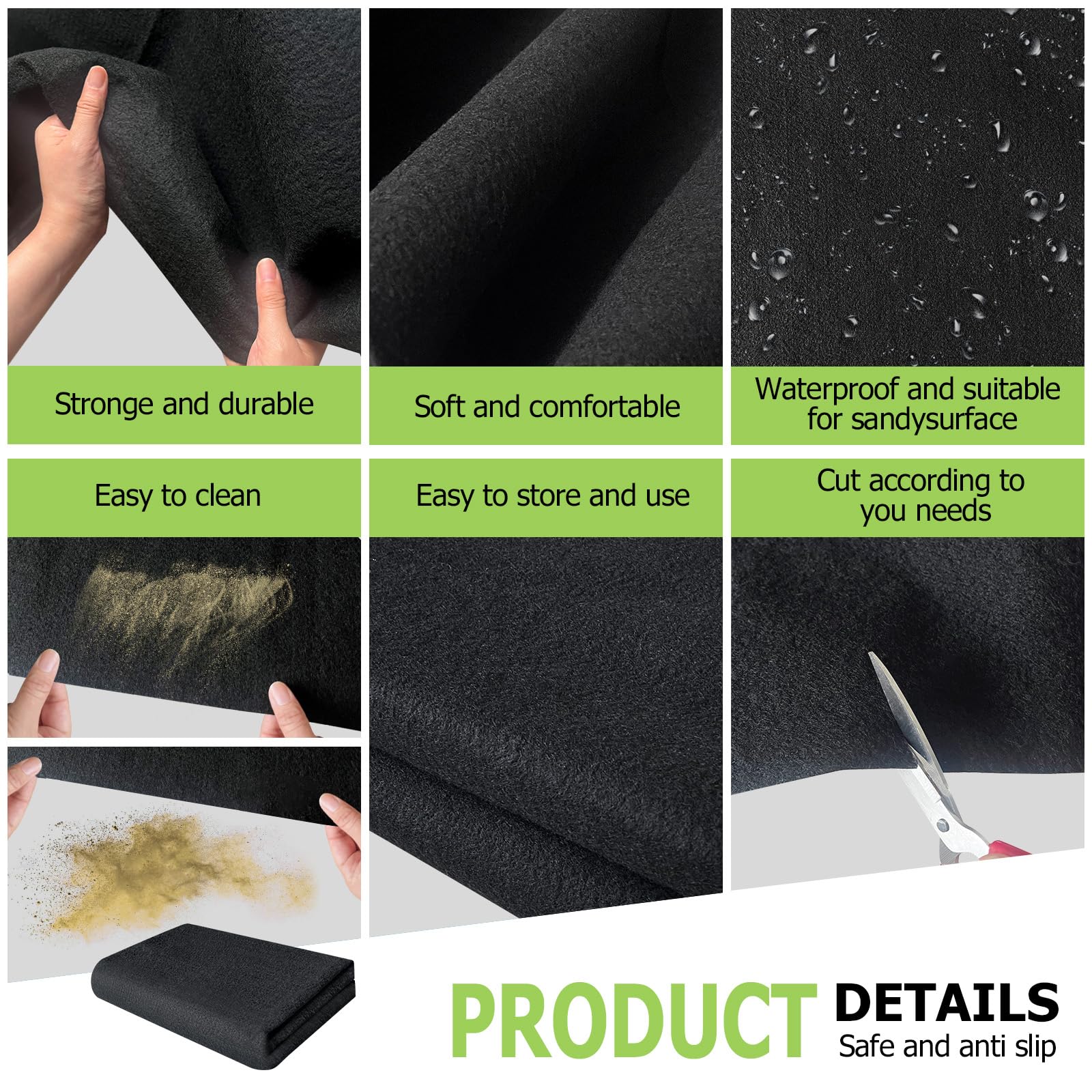 RUNZEG outdoor mat rolled out in a carport protecting ground and furniture