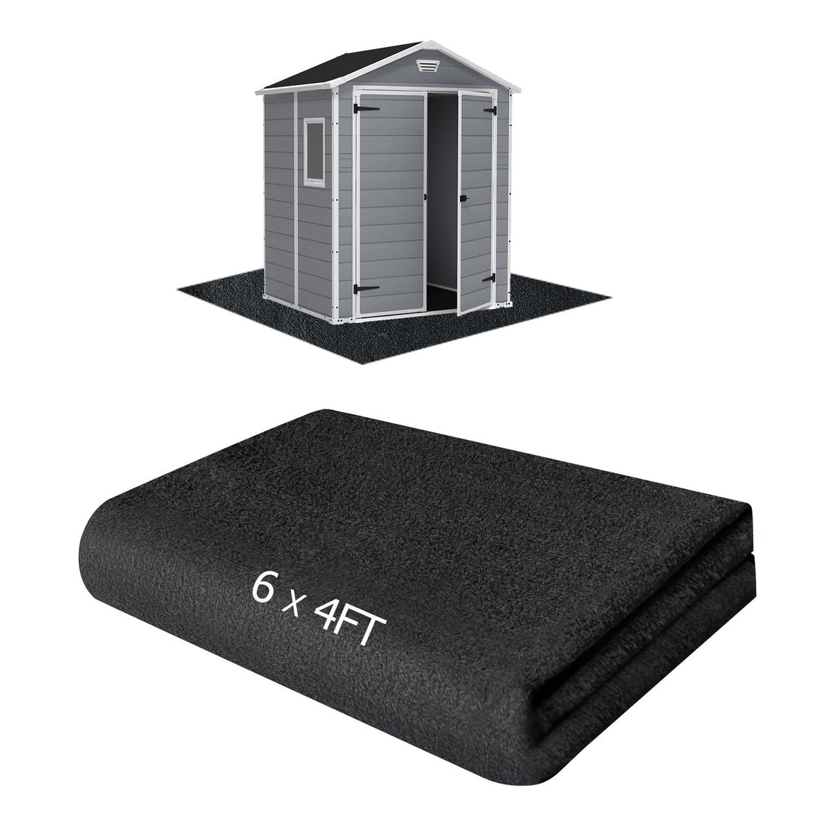 RUNZEG outdoor shed floor mat 6x4ft—protects shed flooring from moisture and wear.