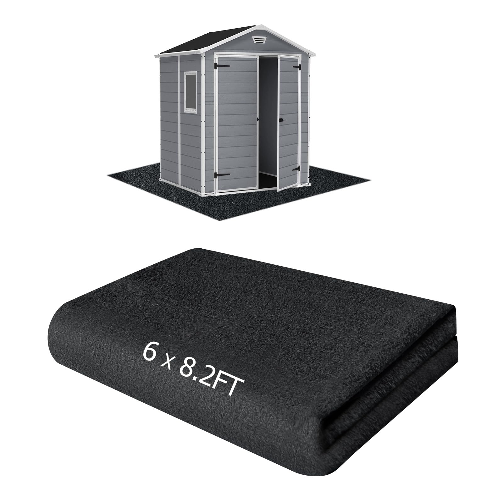 RUNZEG outdoor shed floor mat, 6x8.2 ft, protects floors from moisture.