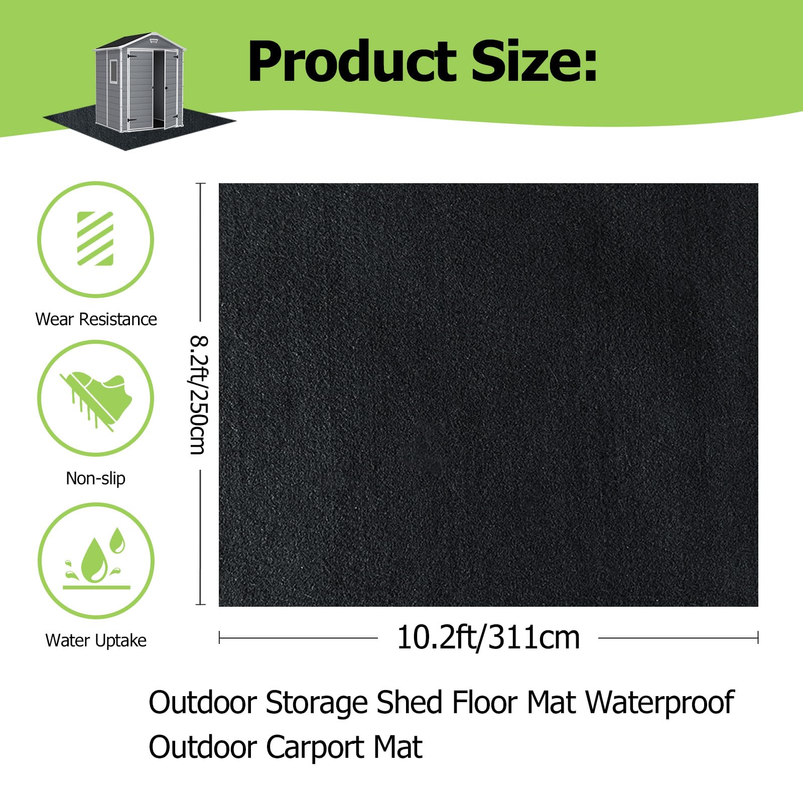 RUNZEG shed floor mat with non-slip backing on concrete to prevent slips