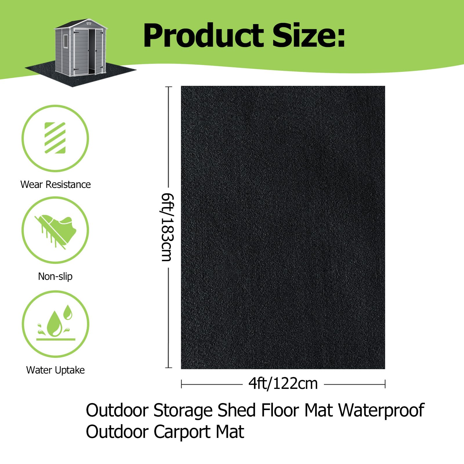 RUNZEG waterproof carport mat with non-slip backing for durable outdoor protection.