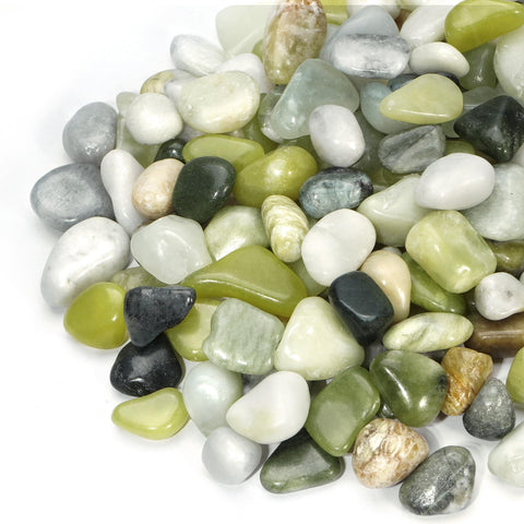 RUOJAS jade pebbles in green variegated shades for decorative indoor displays