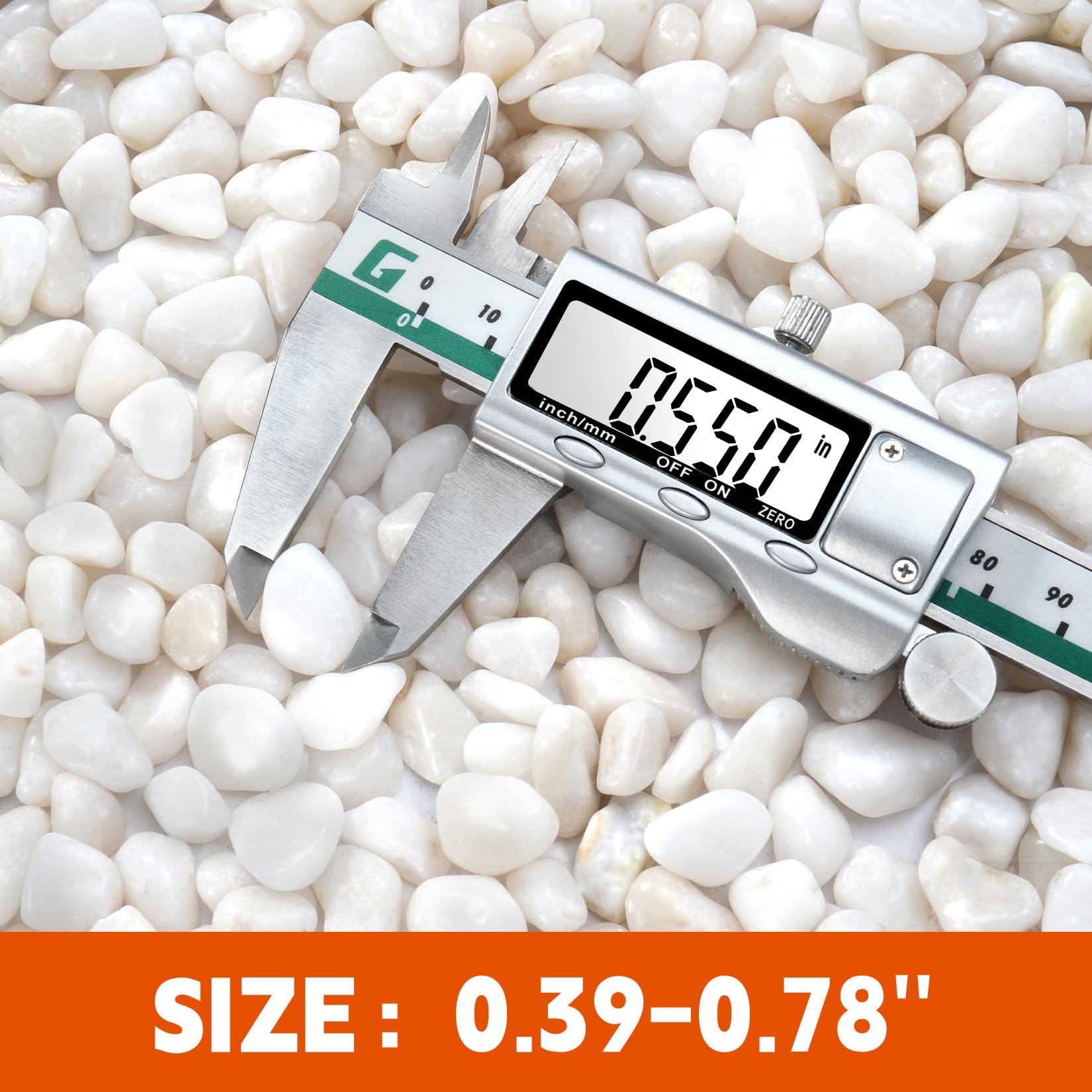 RUOJAS white pebbles 12mm for plant drainage and bright pot decor.