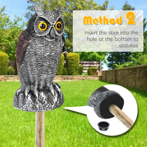 Ruolan owl decoys are easy to mount on poles for quick, reliable deterrence.