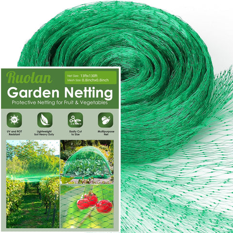 Ruolan Bird Netting 13x130ft roll application protects plants from wildlife
