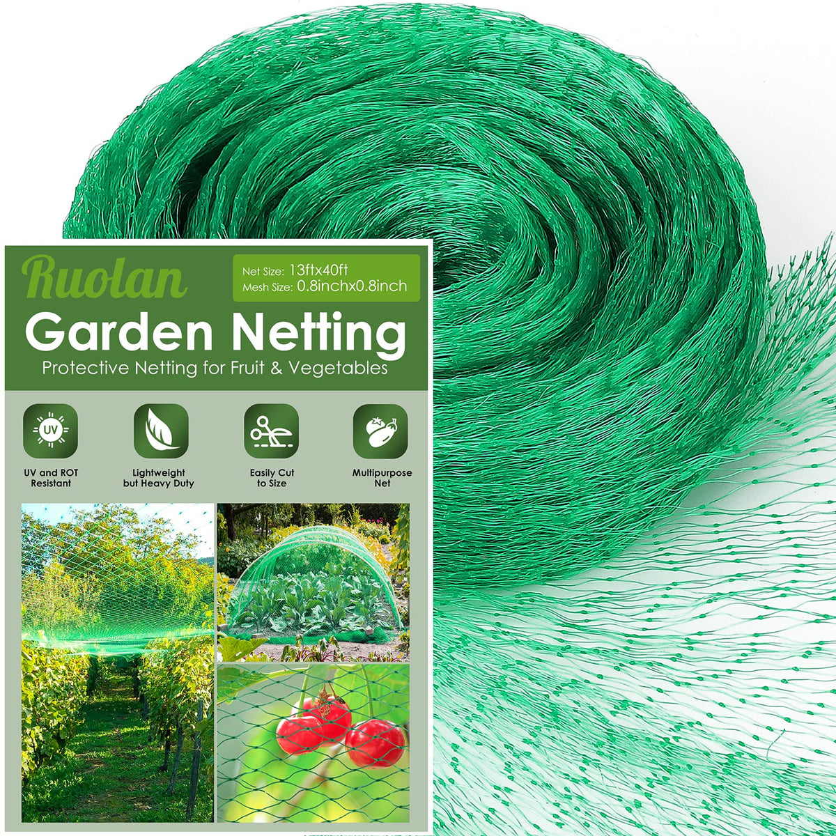Ruolan bird netting on a fruit tree to protect berries from birds and animals.