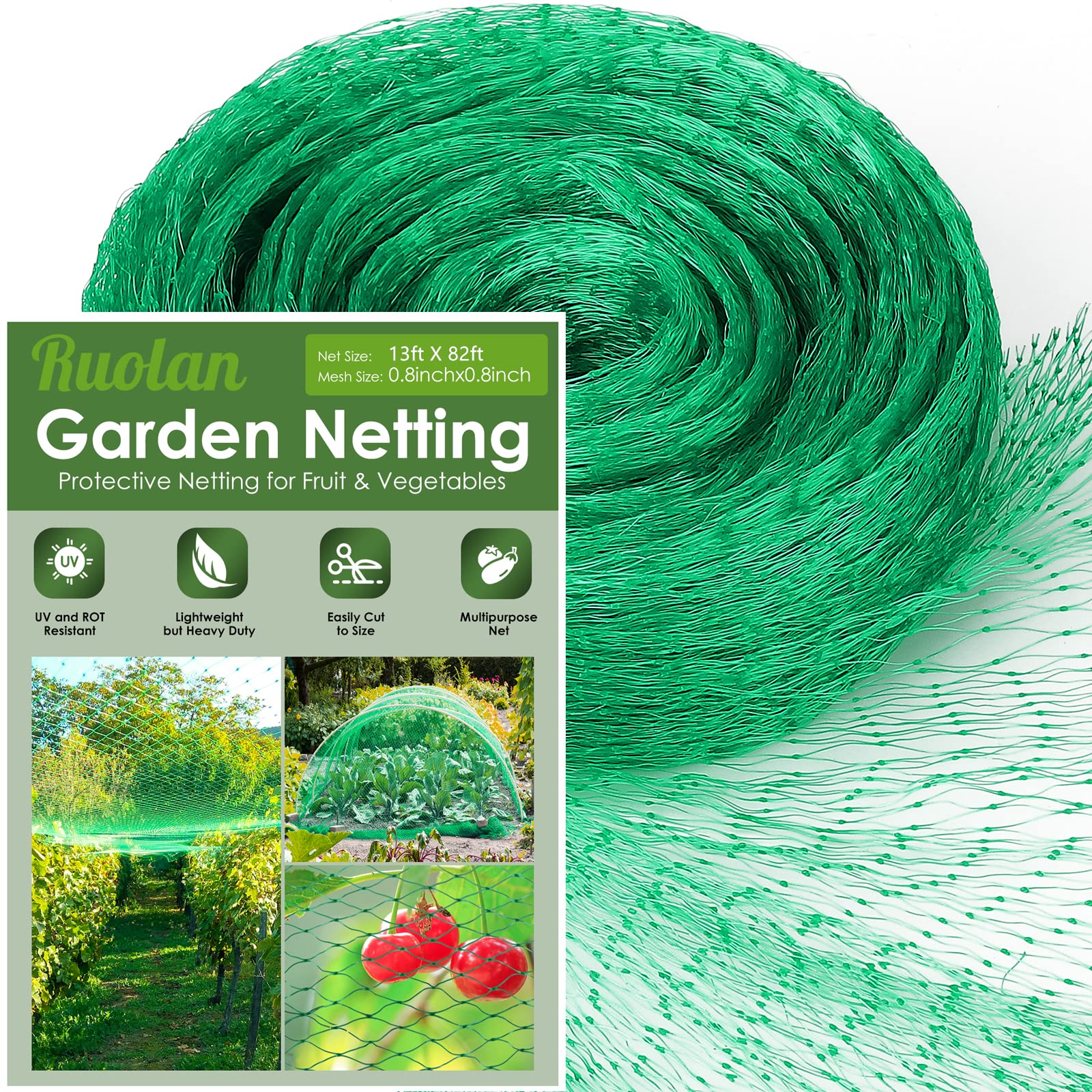 Ruolan bird netting protects garden fruit trees and vegetables from birds