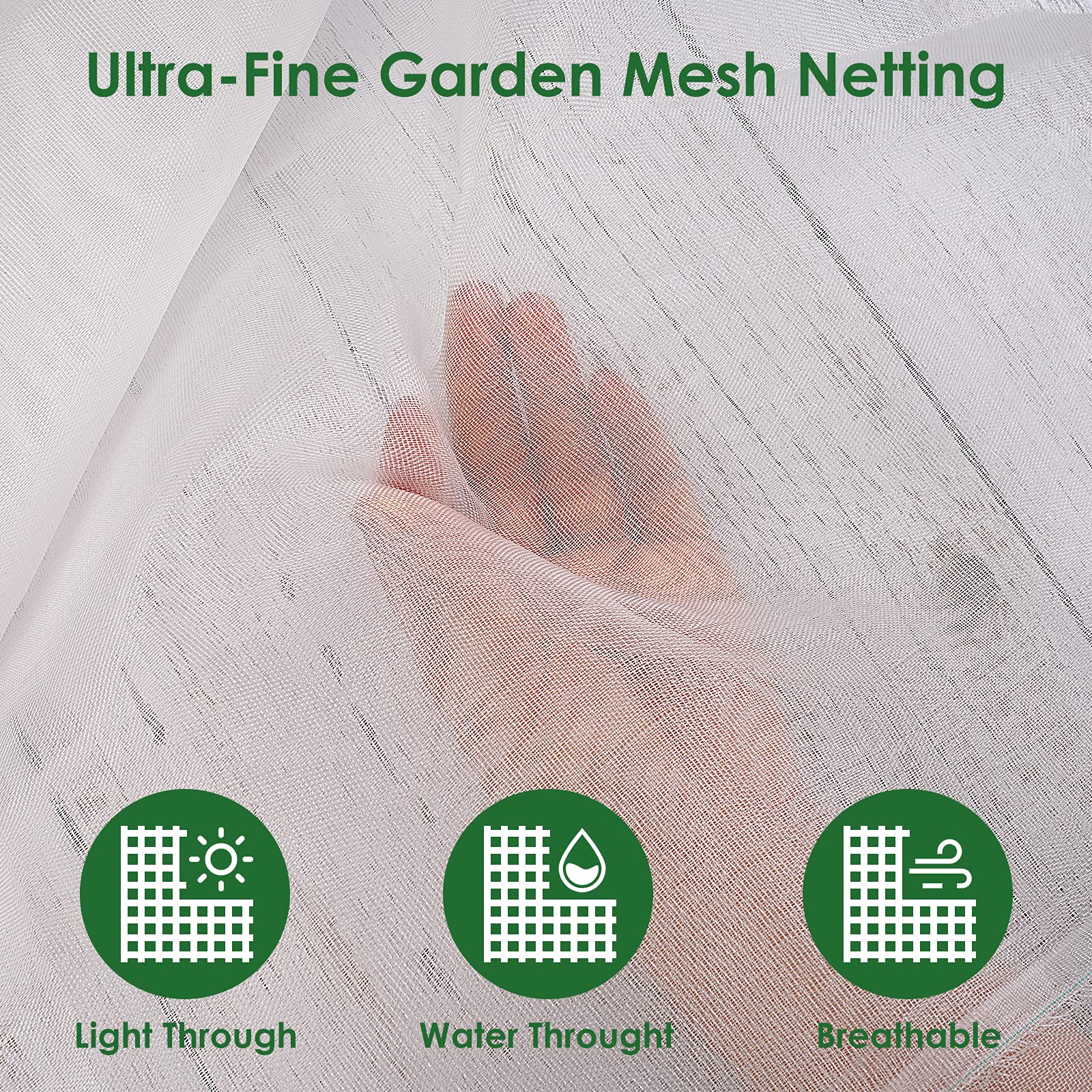 Ruolan garden netting allows watering and sunlight through without removing the cover.