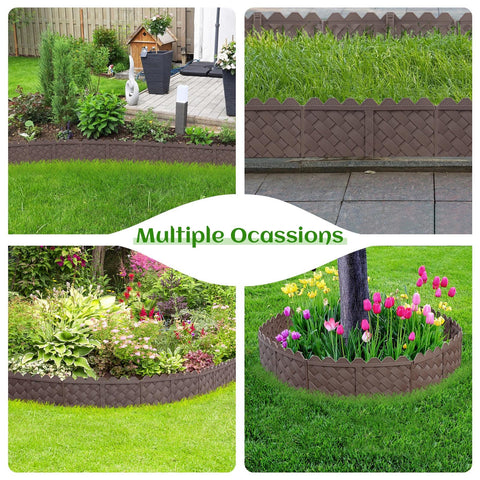 Ruppence long thickened border edging helps prevent soil runoff at bed edges.