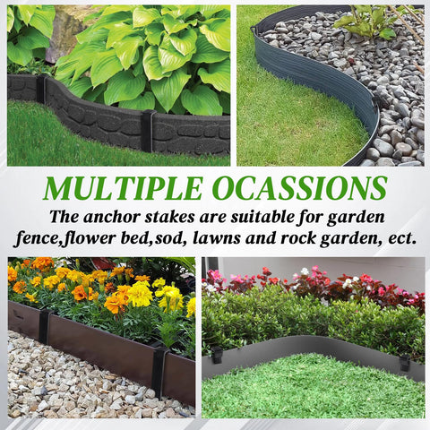 Ruppence heavy-duty plastic garden stakes in black for durable outdoor edging