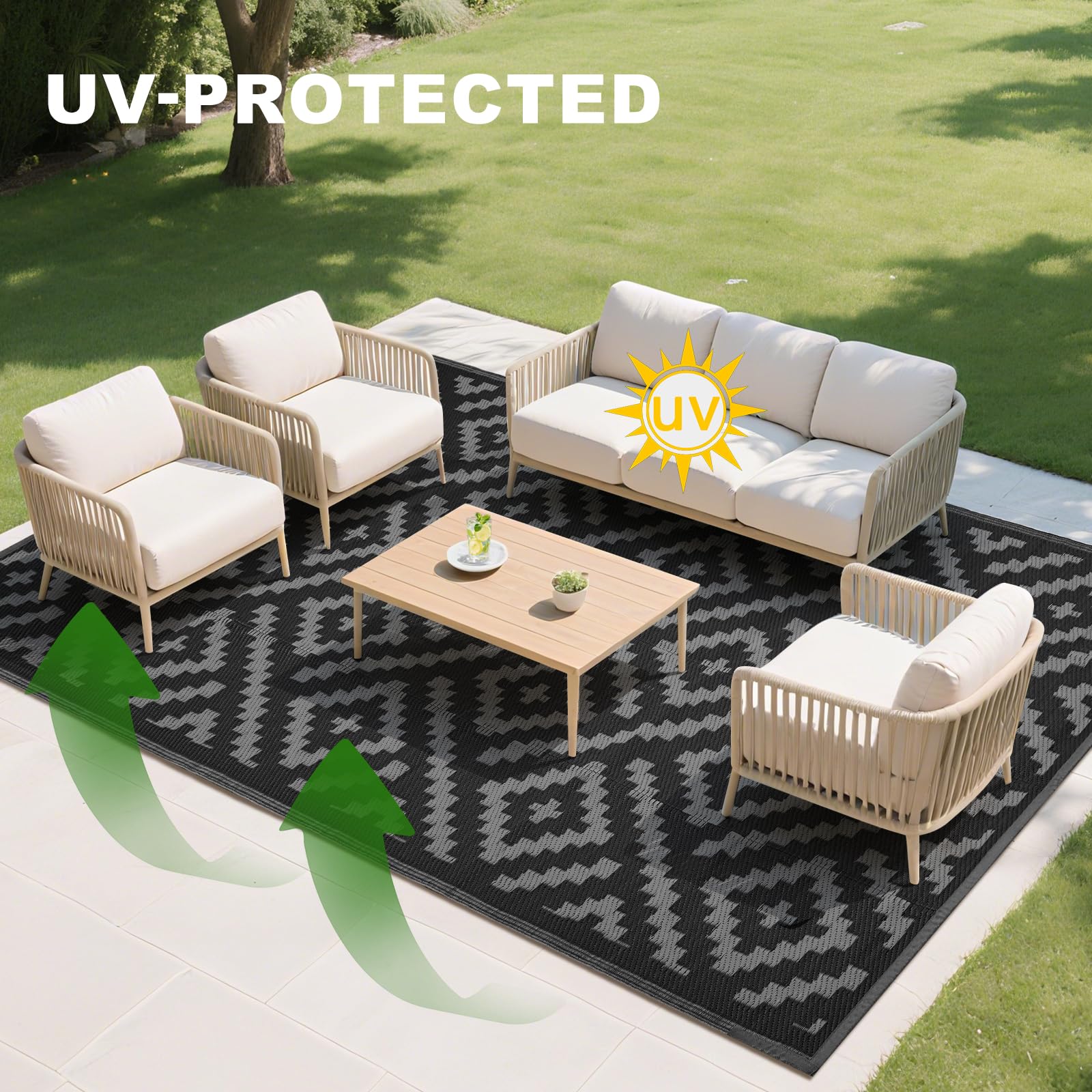 Rurality multi-use mat suitable for decks, gardens, porches.