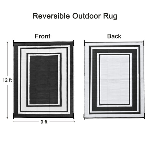 RURALITY reversible outdoor rug with black and white pattern for versatile décor