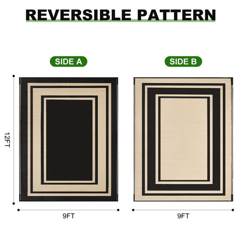 RURALITY 9x12 reversible rug with two looks for outdoor styling.