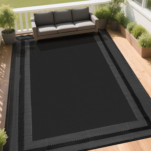 RURALITY outdoor rug 9x12 on patio offers waterproof durability.