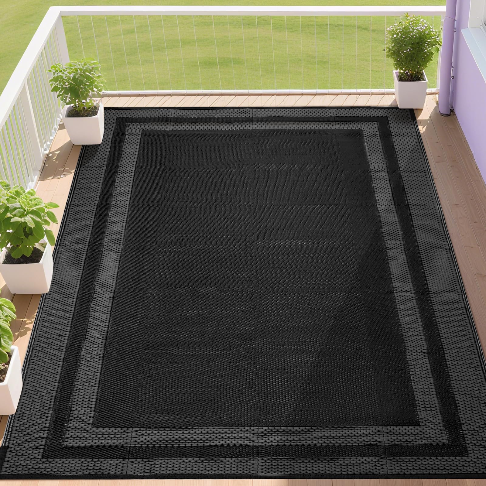 RURALITY easy-clean waterproof rug suitable for poolside or doorstep.