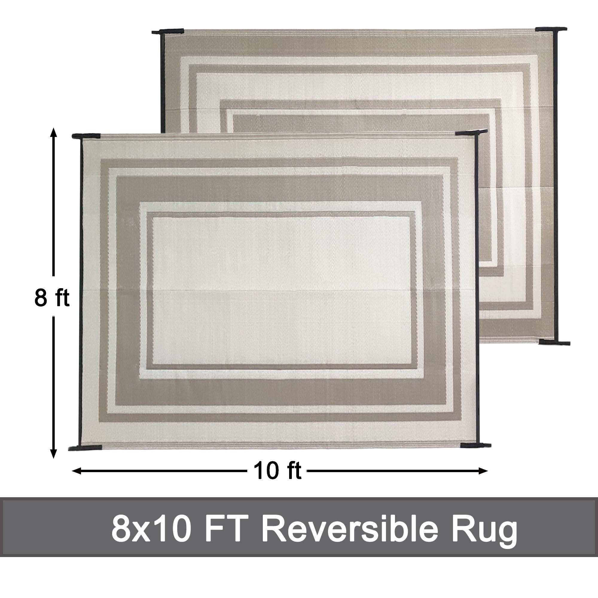 RURALITY Outdoor Rug reversible design with corner rings for stability